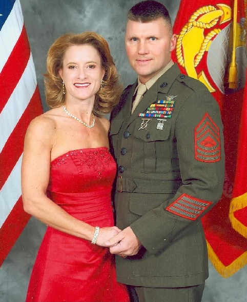 Nicole “Goldilocks” Hackler and her Marine Corps husband, Watten Hackler.